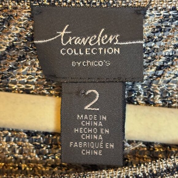 Chico's Sweater Women's Size Large Travelers Sparkles Fringe Gold Brown Chicos 2 - Picture 3 of 4